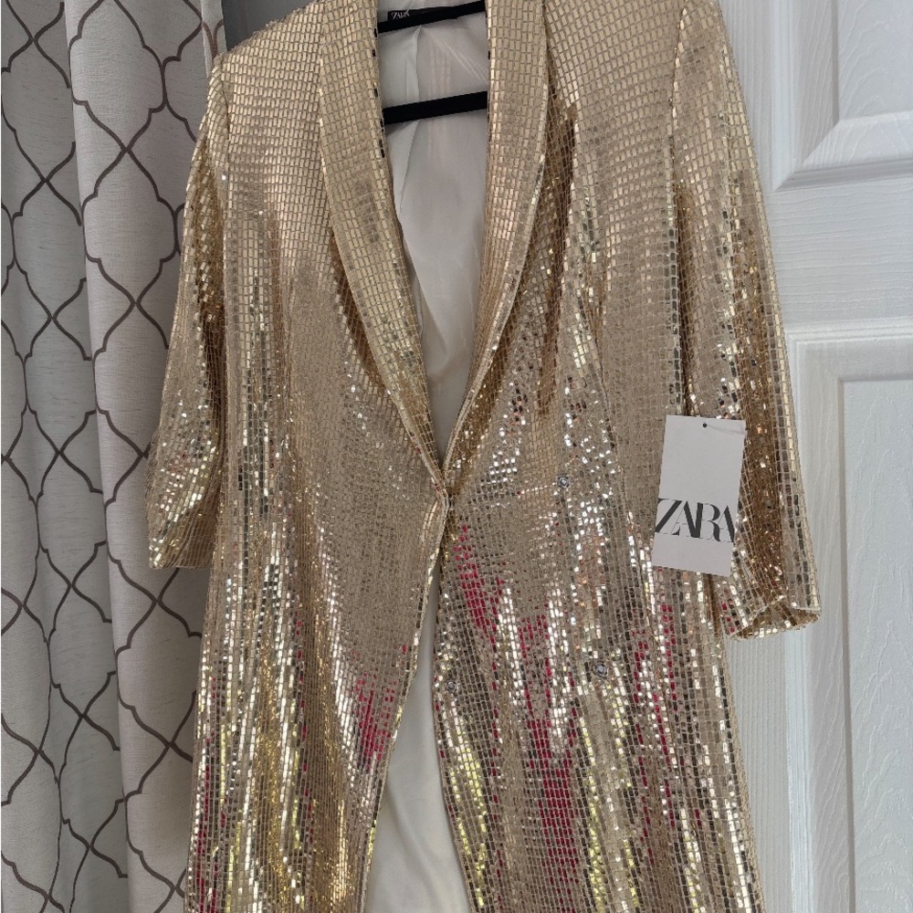 Zara Metallic Gold Sequin Jacket